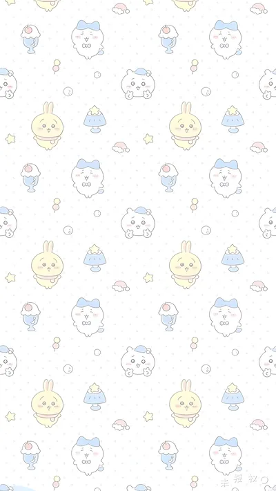 Cute Chiikawa, Hachiware, and Usagi dessert pattern for Phone Wallpaper
