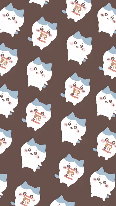 Cute Hachiware holding a snack pack repeating pattern for Phone Wallpaper