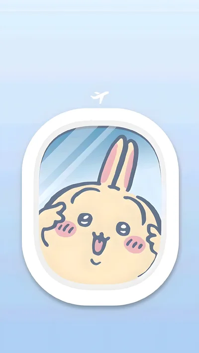Cute Usagi looking out of an airplane window for Phone 4K Image