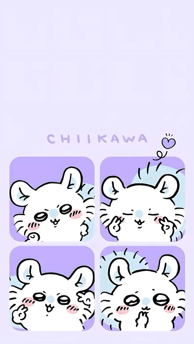 Cute Momonga from Chiikawa with various expressions for Phone Wallpaper