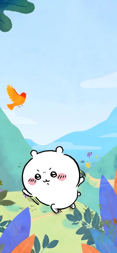 자연 속에서 힘차게 달리는 치이카와 스마트폰 배경화면