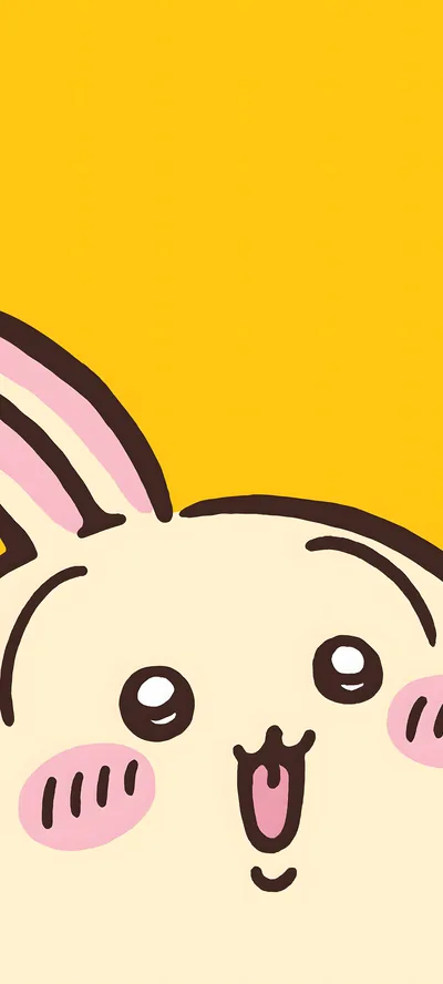 うさぎの可愛いアップ顔と黄色い背景のスマホ壁紙