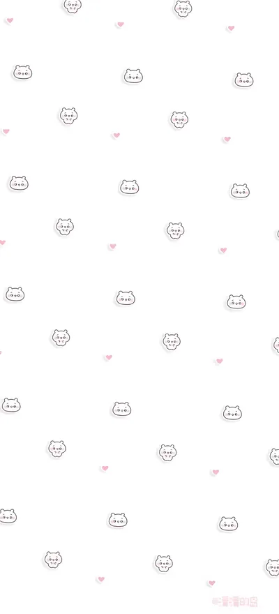 치이카와와 하치와레의 귀여운 하트 패턴 미니멀 디자인 스마트폰 배경화면