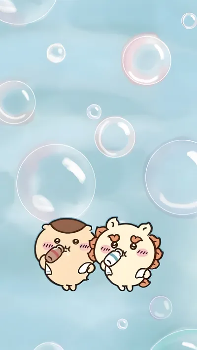 물방울 속에서 시원하게 우유를 마시는 밤만쥬 치이카와 스마트폰 고화질 배경화면