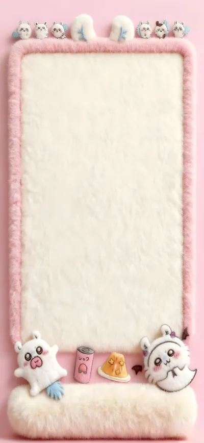 Cute Momonga with plush pink fluffy frame for Phone HD Wallpaper