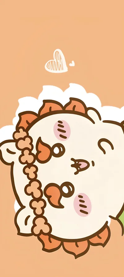 笑顔がかわいいシーサーと手描きハートが癒やされる暖色系スマホ待ち受け