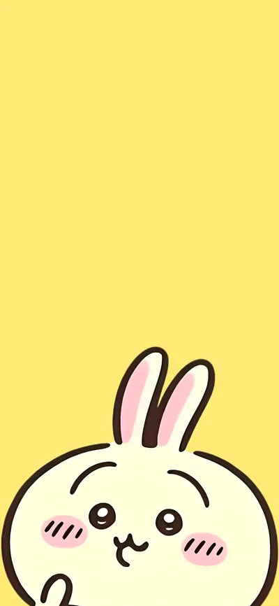 Cute peeking Usagi on yellow background aesthetic Chiikawa Wallpaper for Phone