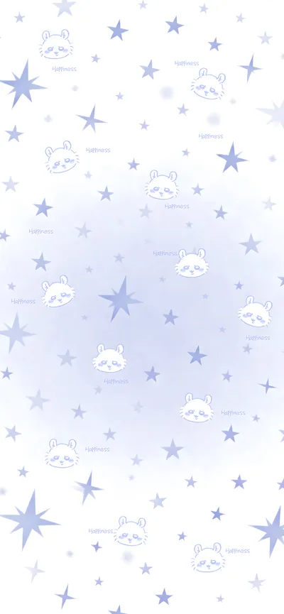 Cute Momonga pattern with pastel blue stars and Happiness for Phone Wallpaper