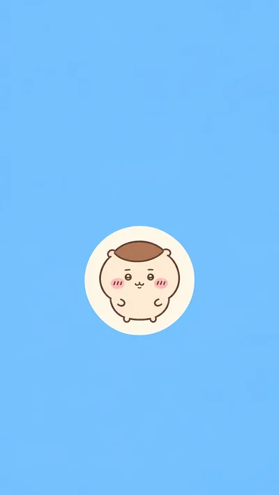 심플한 파란색 배경 속 동그라미 안에 서 있는 귀여운 밤만쥬 스마트폰 배경화면