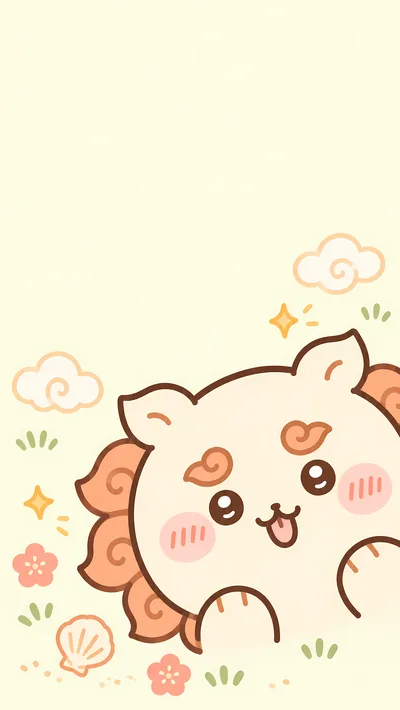 ちいかわの可愛いシーサーがひょっこり顔を出すスマホ向け高画質壁紙