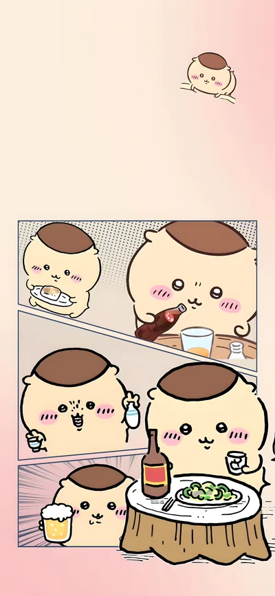 맛있는 안주와 함께 술을 즐기는 밤만쥬 만화 스마트폰 고화질 배경화면