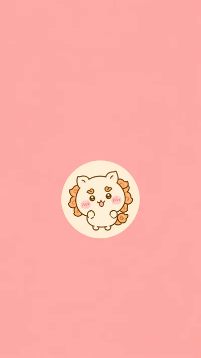 ピンク背景ににっこり笑顔のシーサーが可愛いスマホ壁紙
