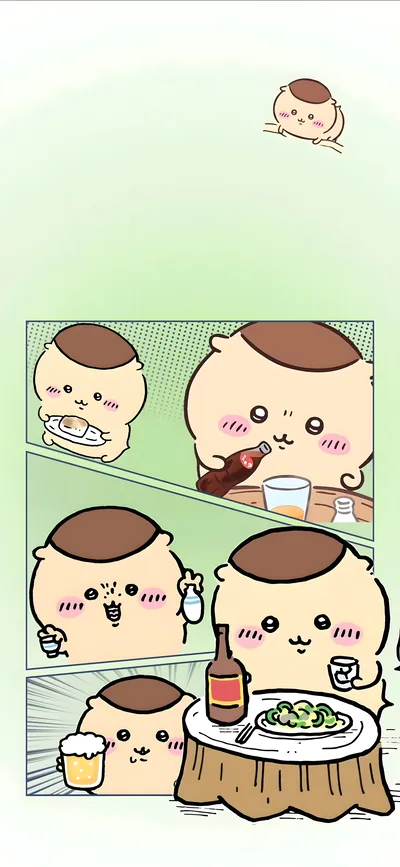 맛있게 술과 안주를 즐기는 밤만쥬 만화 스마트폰 배경화면