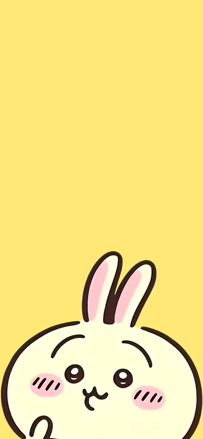 ひょっこり顔を出す可愛いうさぎの黄色いスマホ高画質壁紙