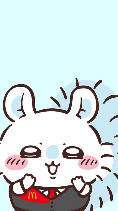 맥도날드 유니폼을 입고 활짝 웃는 귀여운 모몽가 스마트폰 고화질 배경화면
