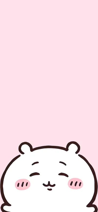 핑크빛 배경에서 활짝 웃으며 고개를 내미는 귀여운 치이카와 스마트폰 배경화면