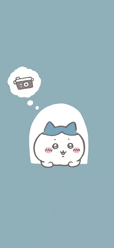 ちいかわのハチワレが洞窟からカメラを夢見る可愛い癒し系スマホ壁紙