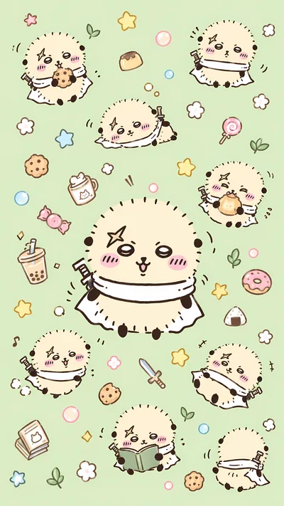 かわいいラッコ先生とスイーツ柄のスマホ待ち受け