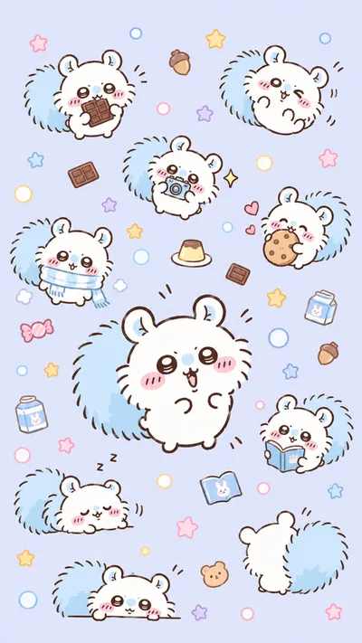 ちいかわのモモンガがお菓子を食べたり眠ったりする可愛いスマホ壁紙