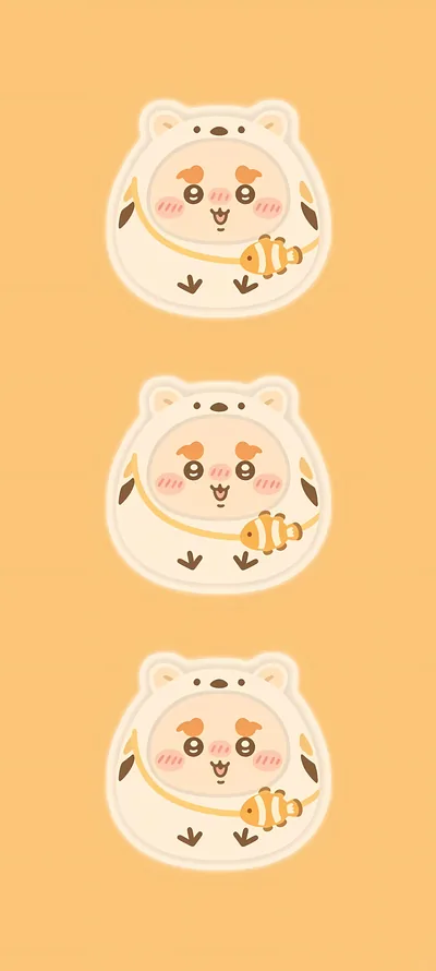 白くまの着ぐるみにクマノミポシェットを合わせた可愛いシーサーのスマホ壁紙