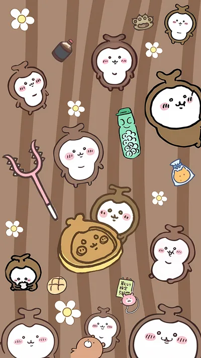 かわいいちいかぶとスイーツやおなじみの小物が並ぶスマホ向け癒やしの高画質壁紙