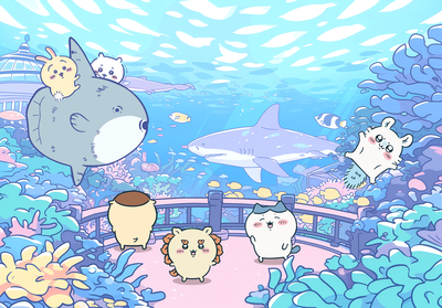 吉伊卡哇角色们在海底隧道看海洋生物 - 吉伊卡哇电脑背景