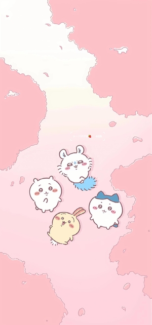 吉伊卡哇、小八、乌萨奇、飞鼠在樱花背景中 - 吉伊卡哇壁纸