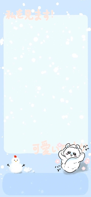 吉伊卡哇角色與雪人在下雪天玩耍 - 手機背景