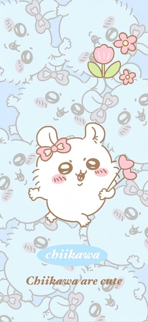 吉伊卡哇手持花朵 可愛風格壁紙