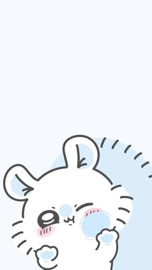 吉伊卡哇（ちいかわ）可爱卖萌，单手捧颊眨眼 - 吉伊卡哇手机背景