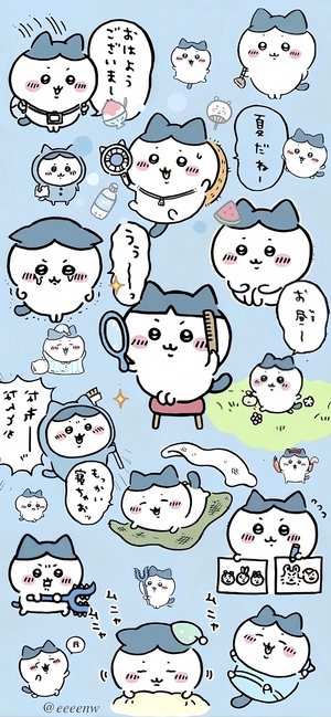 小八夏日日常：纳凉、照镜、画画等场景 - 苹果手机壁纸